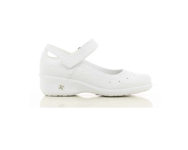 Oxypas 'Olive', Slip-on, Anti-slip, Anti-static, Mary-Jane Style Nursing Shoe in White