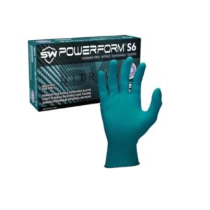 Powerform S6 Powder-free Nitrile Disposable Gloves EcoTek Biodegradable 100 teal Single Use