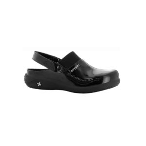Oxypas Move Doria Black Patent Leather Nursing Clogs with Anti-slip and Anti-static from Safety Jogger Professional EN ISO 20347 OB SRC ESD