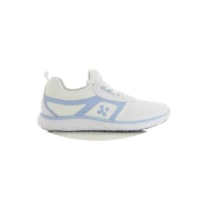 Oxypas ‘Karla’ Breathable Mesh Comfortable Shoe For Nurses in white with Light Blue Trim from Safety Jogger Professional EN ISO 20347 01 SRC ESD