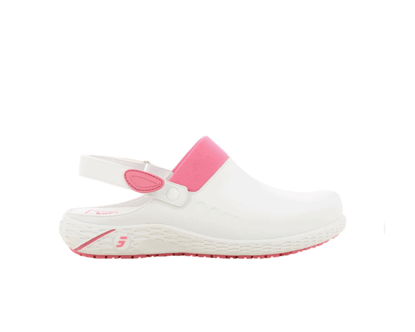 Dany Clogs for Nurses in white with fuchsia