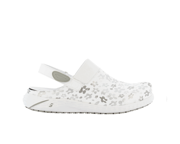 Dany Clogs for Nurses in white with grey floral