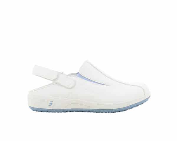 Carinne Nurses Clog in White with Light Blue