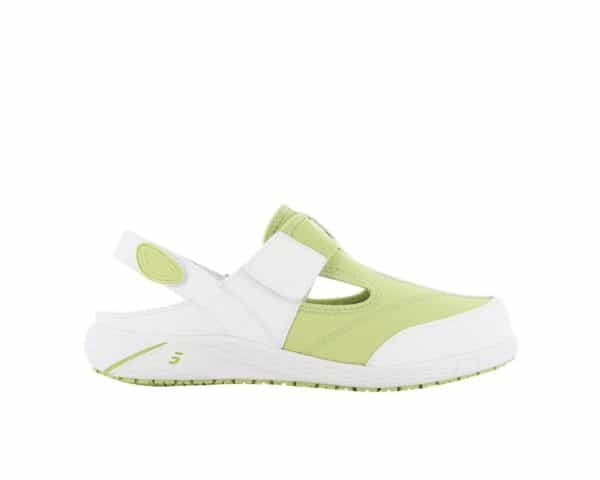 Aliza Shoes for Nurses with Sore Feet in white with Lime Green